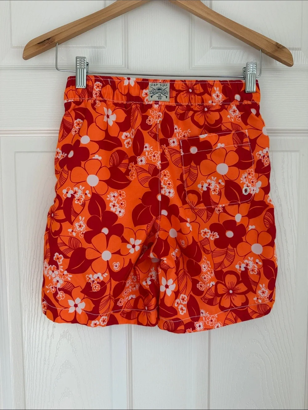GAP Surf Boys Floral Swim Trunks Size L (10) Orange Tropical Mesh Lined
